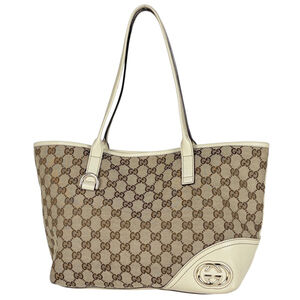 Gucci New Brit Tote Bag, GG pattern, canvas, beige and white, 169946, women's.